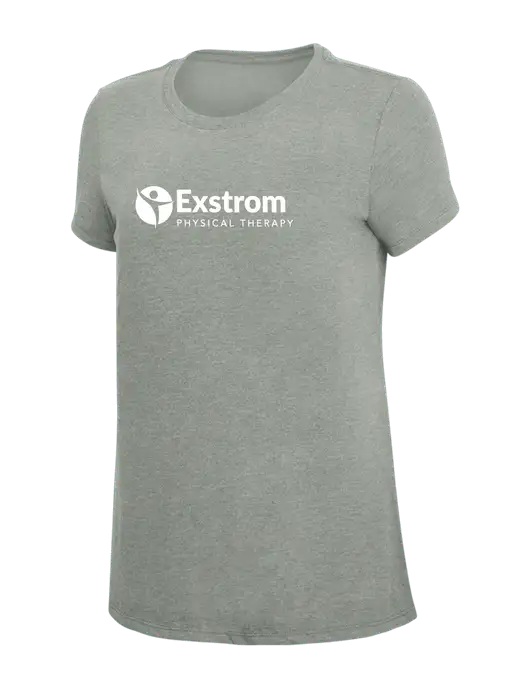 Womens Simply Soft Grey Frost 4.5oz  Poly/Combed Ring Spun Cotton T-Shirt w/Exstrom Logo