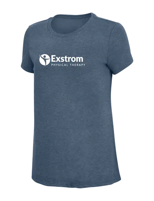 Womens Simply Soft Navy Frost 4.5oz  Poly/Combed Ring Spun Cotton T-Shirt w/Exstrom Logo