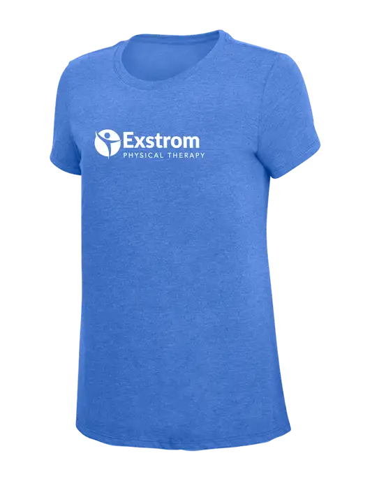 Womens Simply Soft Royal Frost 4.5oz  Poly/Combed Ring Spun Cotton T-Shirt w/Exstrom Logo