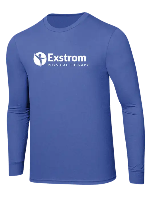 Simply Soft Long Sleeve Royal Frost 4.5 oz, Poly/Combed Ring Spun Cotton T-Shirt w/Exstrom Logo
