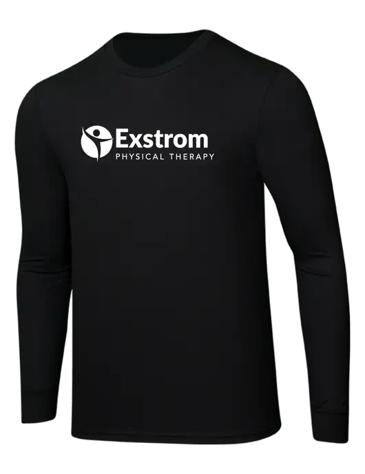 Simply Soft Long Sleeve Black 4.5 oz, Poly/Combed Ring Spun Cotton T-Shirt w/Exstrom Logo