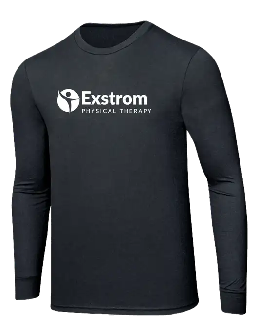 Simply Soft Long Sleeve Black Frost 4.5 oz, Poly/Combed Ring Spun Cotton T-Shirt w/Exstrom Logo