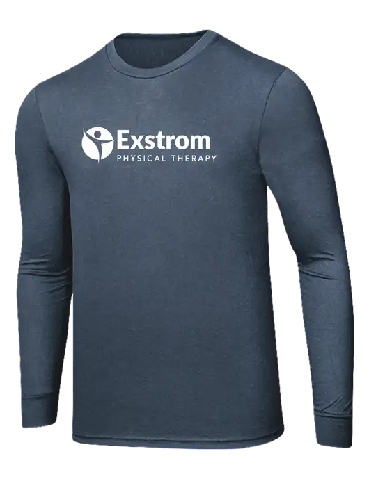 Simply Soft Long Sleeve Navy Frost 4.5 oz, Poly/Combed Ring Spun Cotton T-Shirt w/Exstrom Logo