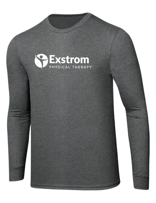 Simply Soft Long Sleeve Medium Grey Frost 4.5 oz, Poly/Combed Ring Spun Cotton T-Shirt w/Exstrom Logo