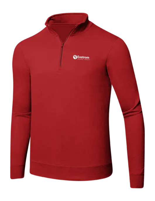 Bright Red 8.5 oz Ring Spun 1/4 Zip Pullover Sweatshirt w/Exstrom Logo