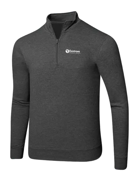 Dark Heather Grey 8.5 oz Ring Spun 1/4 Zip Pullover Sweatshirt w/Exstrom Logo