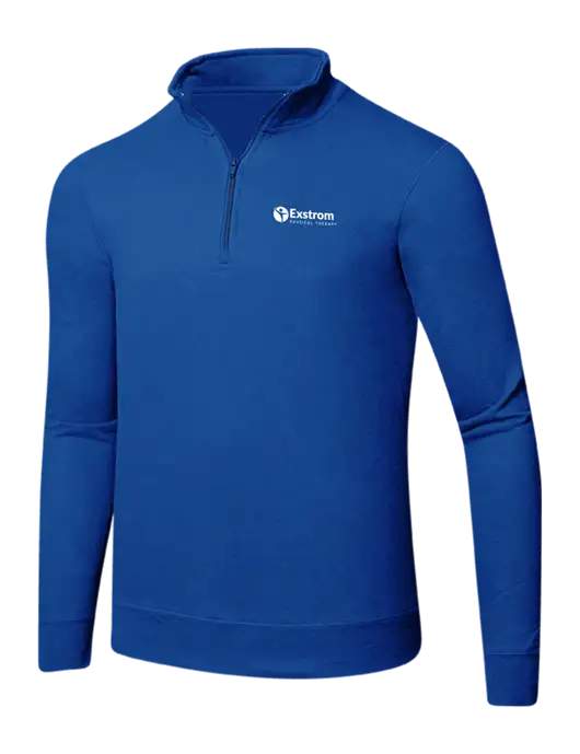 True Royal 8.5 oz Ring Spun 1/4 Zip Pullover Sweatshirt w/Exstrom Logo
