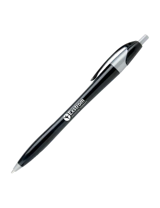 Novella Black/Silver Corporate Pen - Blue Ink w/Exstrom Logo