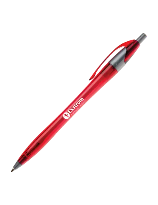 Novella Translucent Red/Silver Jewel Pen - Blue Ink w/Exstrom Logo