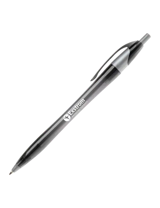 Novella Translucent Black/Silver Jewel Pen - Blue Ink w/Exstrom Logo