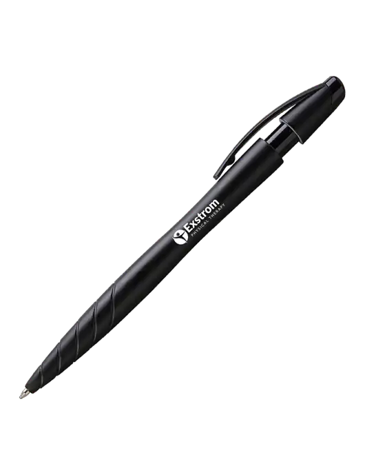 Awali Black Metallic Pen - Black Ink w/Exstrom Logo
