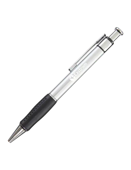 Malta Silver Pen - Black Ink w/Exstrom Logo