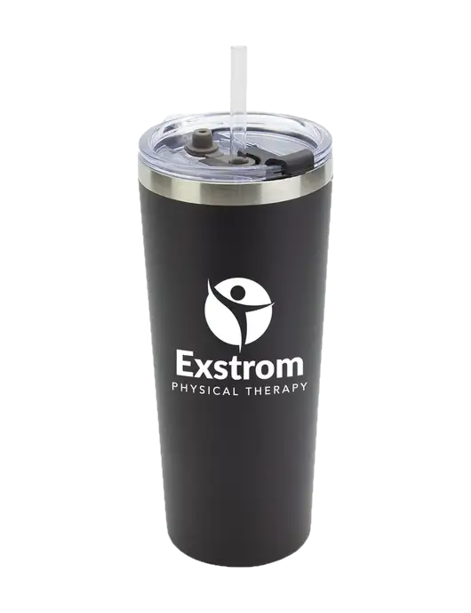 Brighton Black 20 oz Insulated Tumbler & Straw w/Exstrom Logo