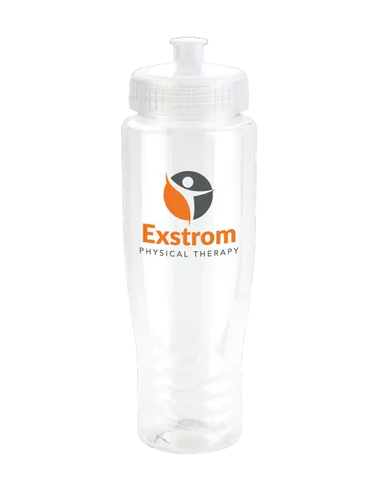Roam Clear 28 oz Eco-Polyclear Bottle with Push Pull Lid w/Exstrom Logo