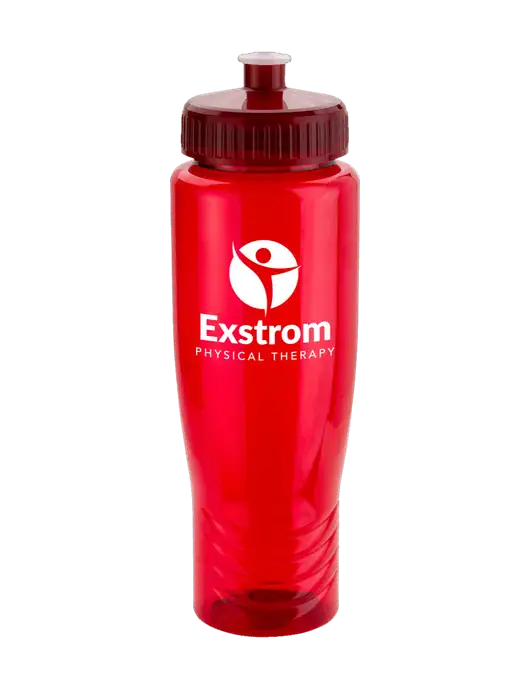 Roam Red 28 oz Eco-Polyclear Bottle with Push Pull Lid w/Exstrom Logo