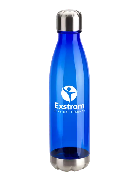 Bayside Tritan Blue 25 oz Bottle with Stainless Base and Cap w/Exstrom Logo