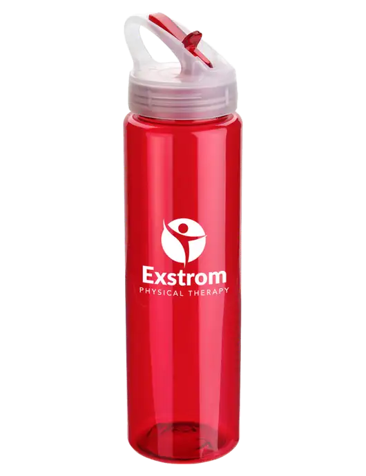 Buddy Red 32 oz PET Bottle with Flip Lid w/Exstrom Logo