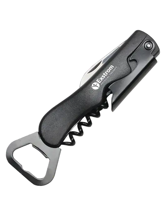 Sleek Black Bottle Opener w/Exstrom Logo