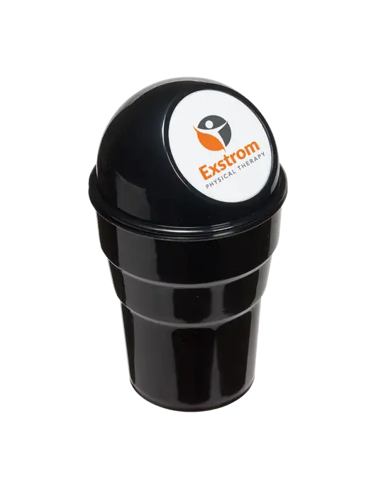 Black Car Cup Holder Trash Can w/Exstrom Logo