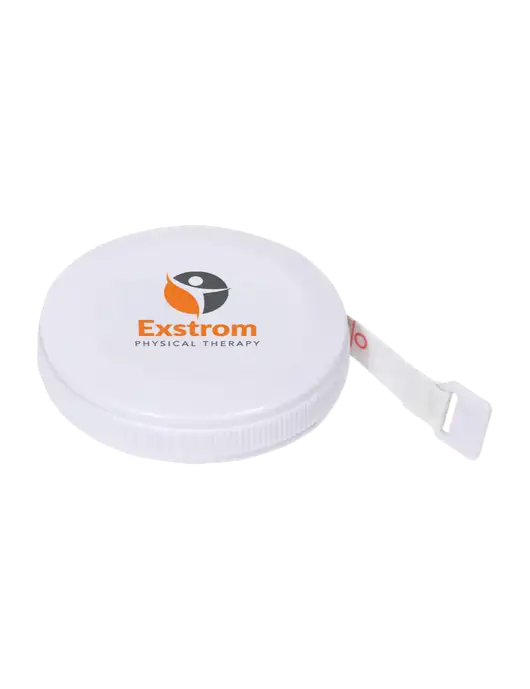 White Round Tape Measure w/Exstrom Logo