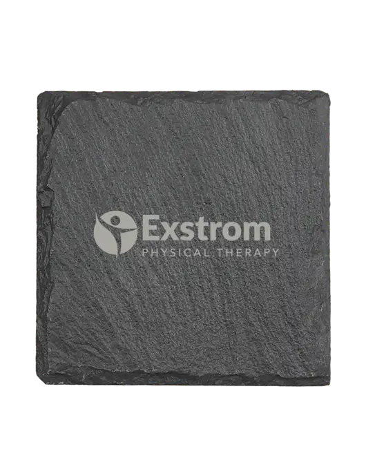 Square Slate Coaster, 4 x 4 w/Exstrom Logo
