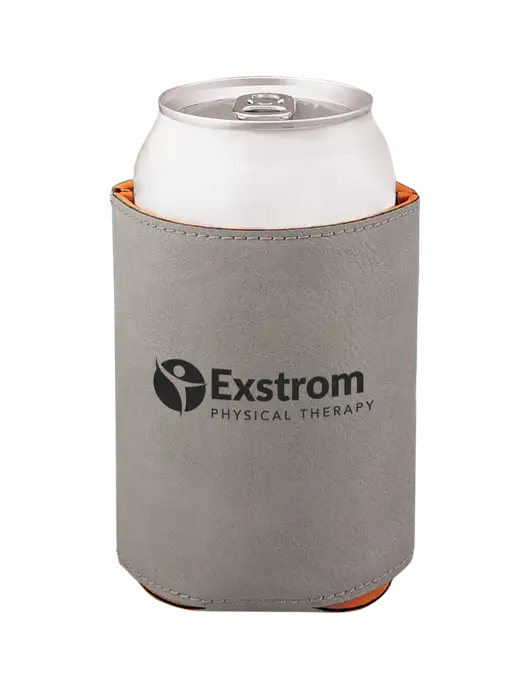 Grey Leatherette Beverage Holder w/Exstrom Logo