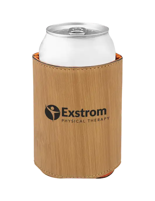 Bamboo Leatherette Beverage Holder w/Exstrom Logo