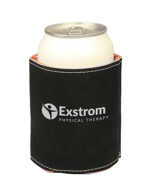Black Leatherette Beverage Holder w/Exstrom Logo