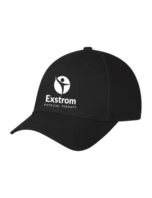 Black Structured Cap Hook & Loop w/Exstrom Logo