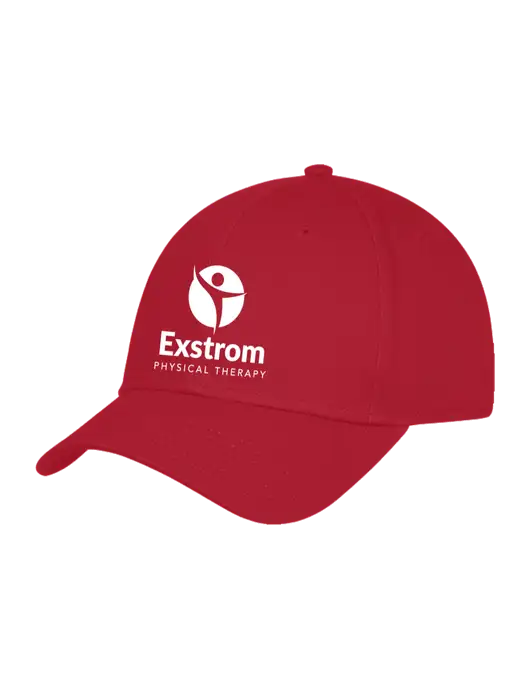 Red Structured Cap Hook & Loop w/Exstrom Logo