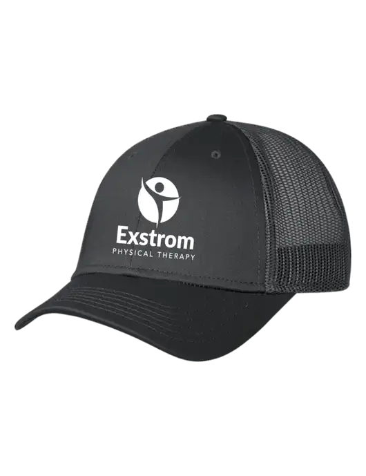 Charcoal Mesh Trucker Cap Snap Back w/Exstrom Logo