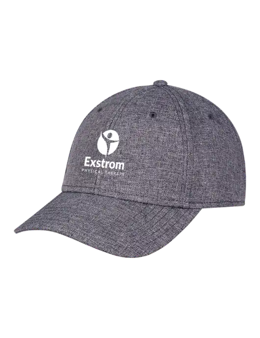 Heather Charcoal Structured Linen Look Cap Hook & Loop w/Exstrom Logo