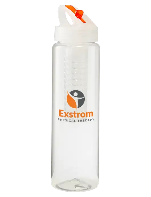 Buddy Infuser Orange 32 oz PET Bottle with Flip Lid w/Exstrom Logo
