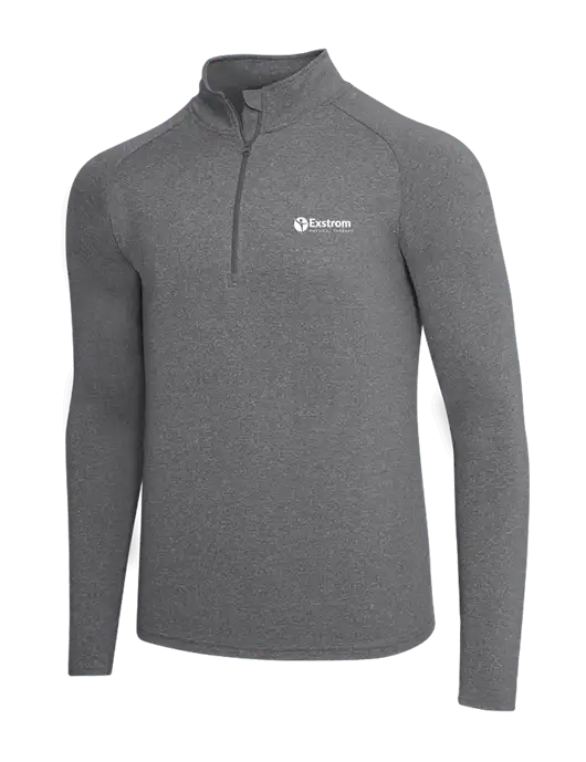 Dark Grey Heather Sport Wick Stretch 1/4 Zip Pullover w/Exstrom Logo