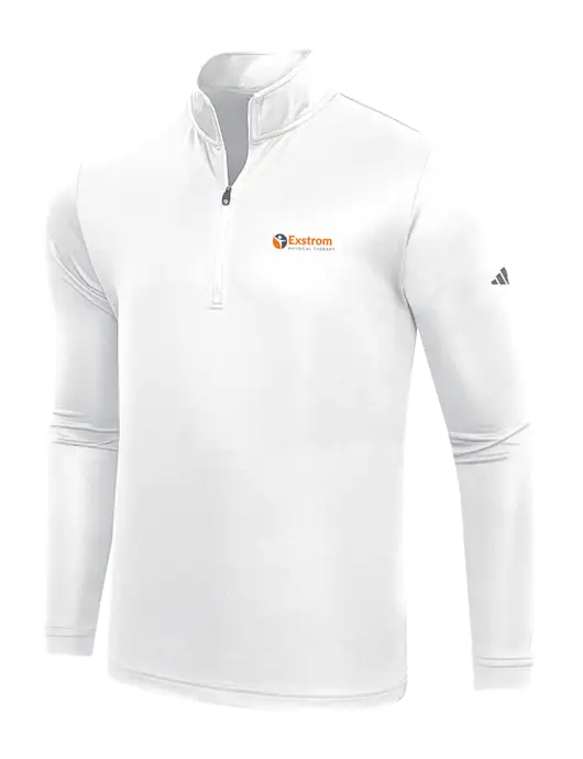 Adidas White  Lightweight Quarter Zip Pullover w/Exstrom Logo