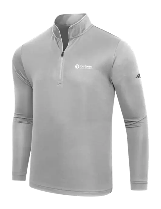 Adidas Medium Grey  Lightweight Quarter Zip Pullover w/Exstrom Logo