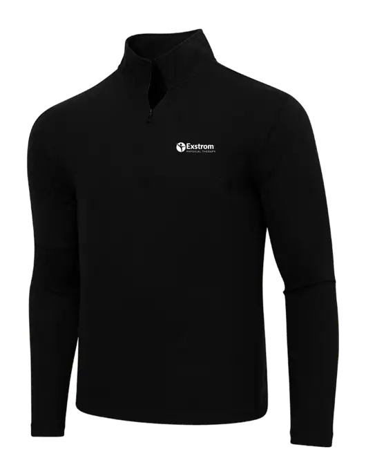 Adidas  Black Melange 3 Stripes Quarter Zip Sweater w/Exstrom Logo