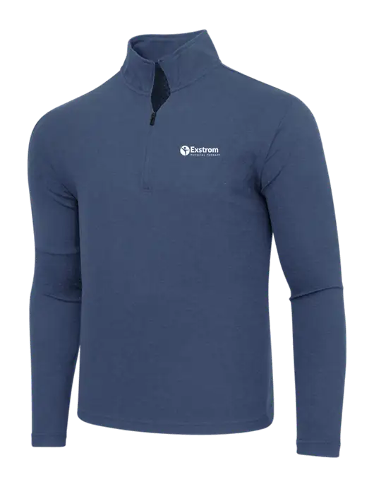 Adidas  Navy  Melange 3 Stripes Quarter Zip Sweater w/Exstrom Logo