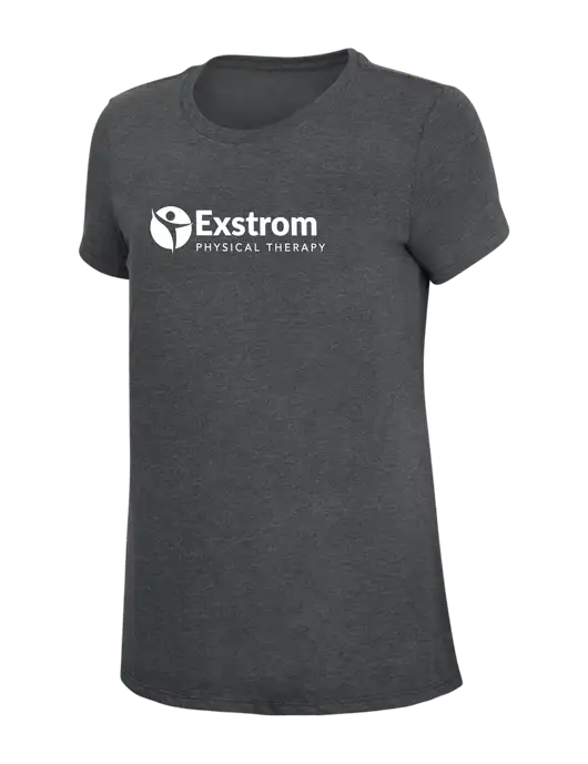 Womens Simply Soft Charcoal 4.5oz Poly/Combed Ring Spun Cotton T-Shirt w/Exstrom Logo