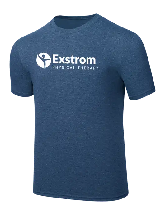 Simply Soft Heathered Navy 4.5oz  Poly/Combed Ring Spun Cotton T-Shirt w/Exstrom Logo