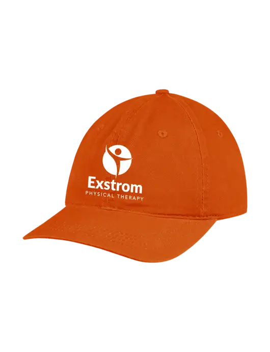 Garment Washed Unstructured Twill Orange Cap w/Exstrom Logo