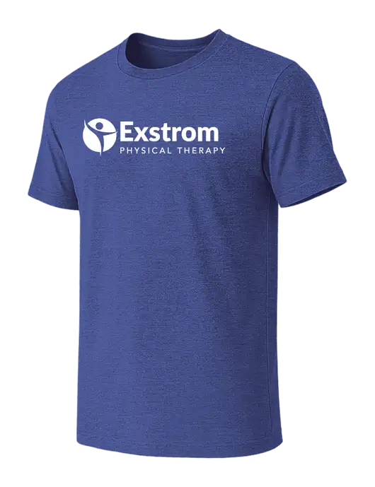 BELLA+CANVAS Heather Royal CVC Short Sleeve Tee w/Exstrom Logo
