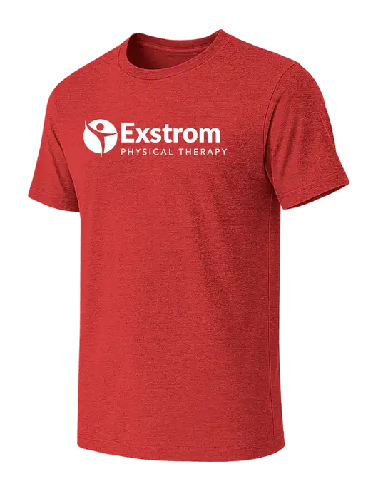 BELLA+CANVAS Heather Red CVC Short Sleeve Tee w/Exstrom Logo