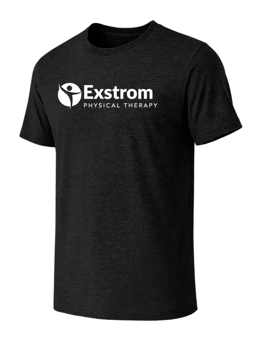 BELLA+CANVAS Black Heather CVC Short Sleeve Tee w/Exstrom Logo