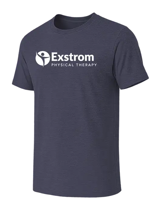 BELLA+CANVAS Heather Navy CVC Short Sleeve Tee w/Exstrom Logo