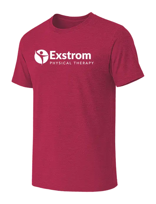 BELLA+CANVAS Heather Raspberry CVC Short Sleeve Tee w/Exstrom Logo