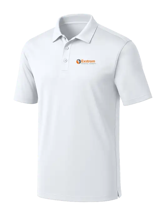 White Silk Touch Performance Polo w/Exstrom Logo