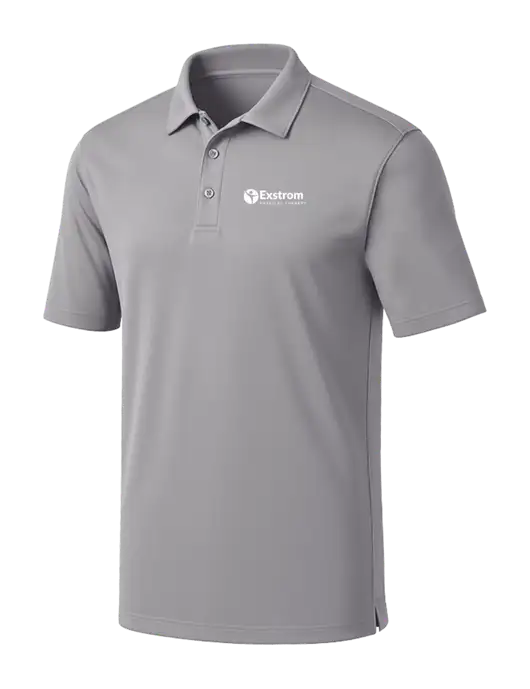 Light Grey Silk Touch Performance Polo w/Exstrom Logo