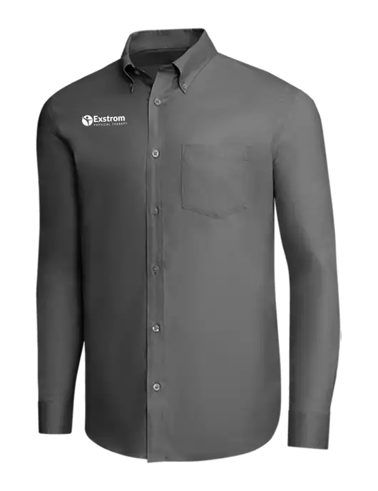 Brooks Brothers Dark Grey Wrinkle-Free Stretch Pinpoint Shirt w/Exstrom Logo