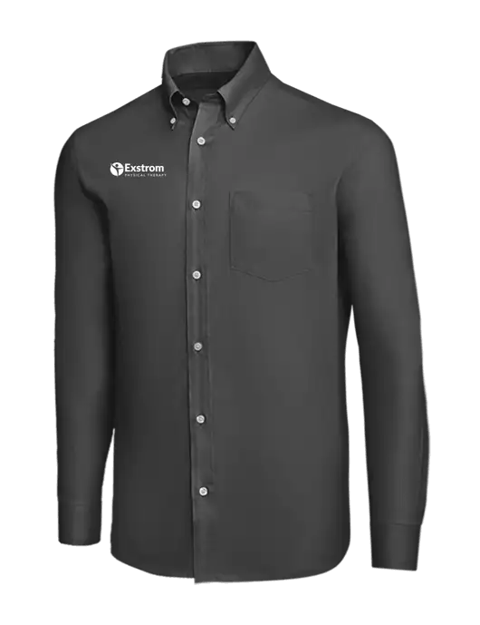 Brooks Brothers Dark Grey Wrinkle-Free Stretch Nailhead Shirt w/Exstrom Logo